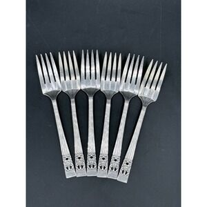 Oneida Community CORONATION Silver Plate Salad Forks 6 3/4" Set Of 6 VTG